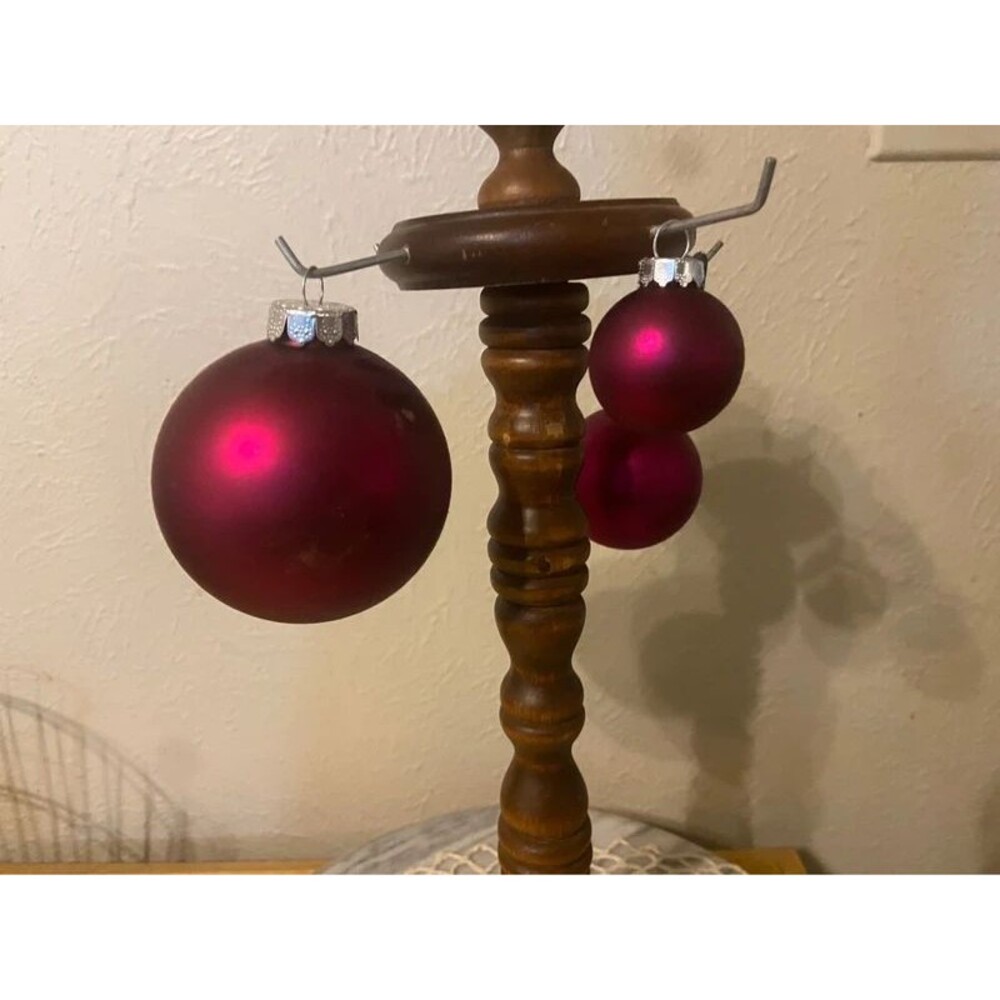 Vintage Matte Burgundy / Magenta Glass Christmas Ball Ornaments
